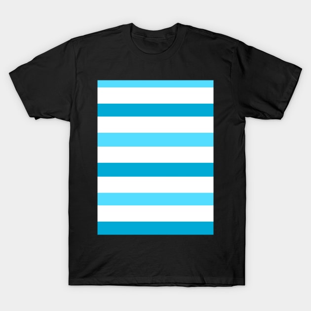 Dark white light blue stripes pattern T-Shirt by Baobabprintstore